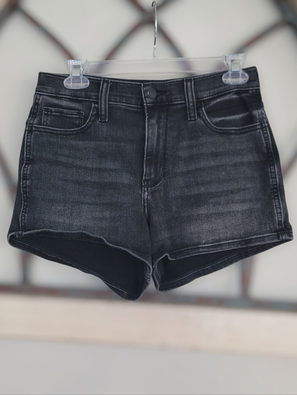 Hollister High Rise Short 3" Inseam Sz 7/28, Faded Black Stretch Denim Shorts
